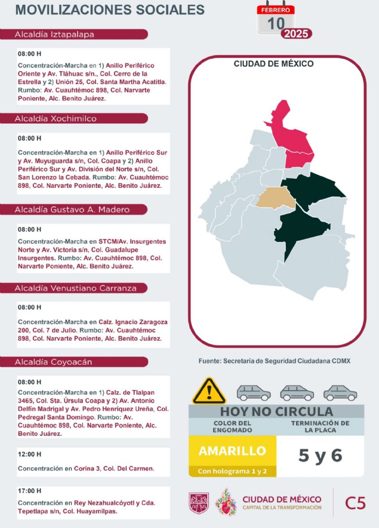 Tráfico en CDMX hoy 10 de febrero