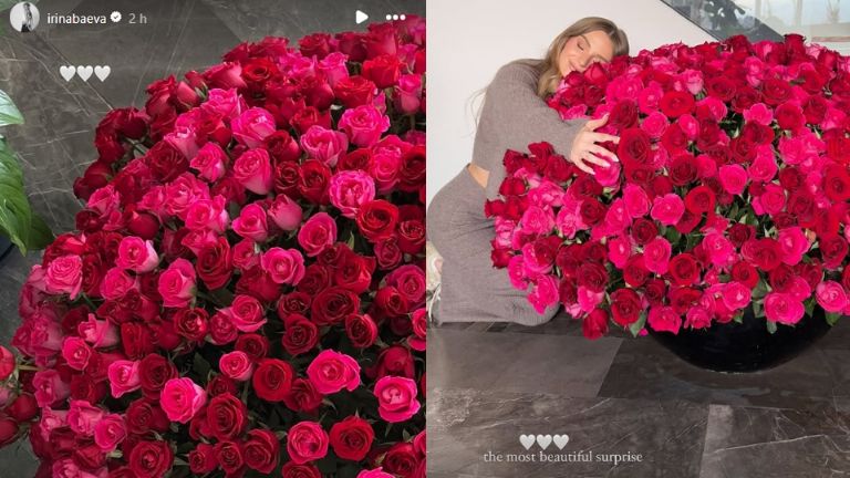 Irina Baeva presumió el hermoso arreglo de rosas que le enviaron