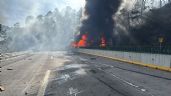 Foto ilustrativa de la nota titulada VIDEO: Caos en la Autopista México-Puebla por incendio de una pipa de gas