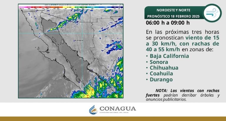 Clima en Sonora para HOY martes 18 de febrero. Foto: Conagua