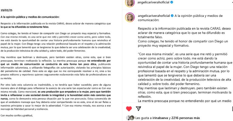 Comunicado de Angélica Rivera contra la revista Caras