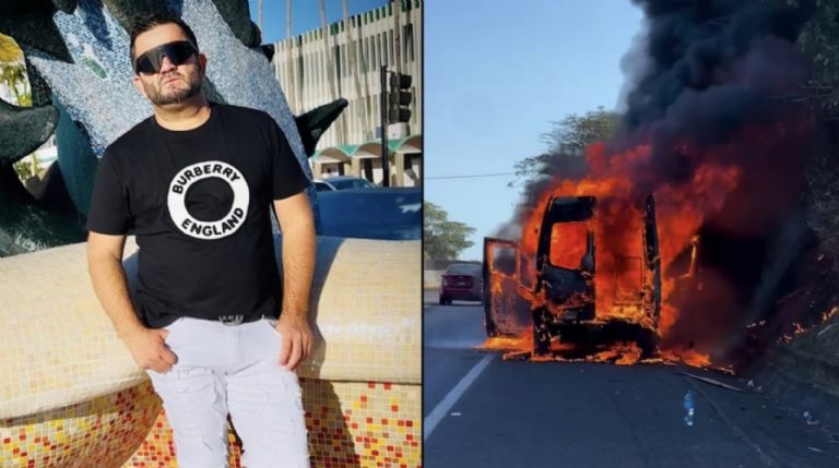 Camioneta de querido cantante arde en llamas. Foto: Facebook