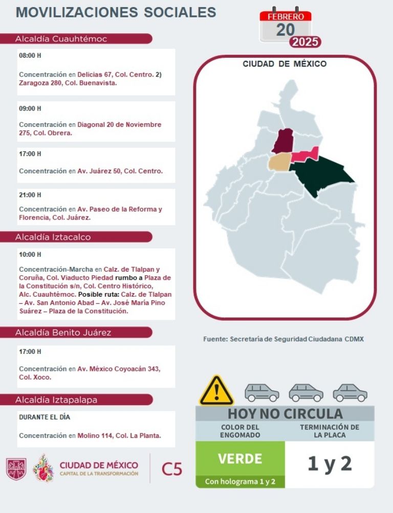 Tráfico en CDMX hoy 20 de febrero
