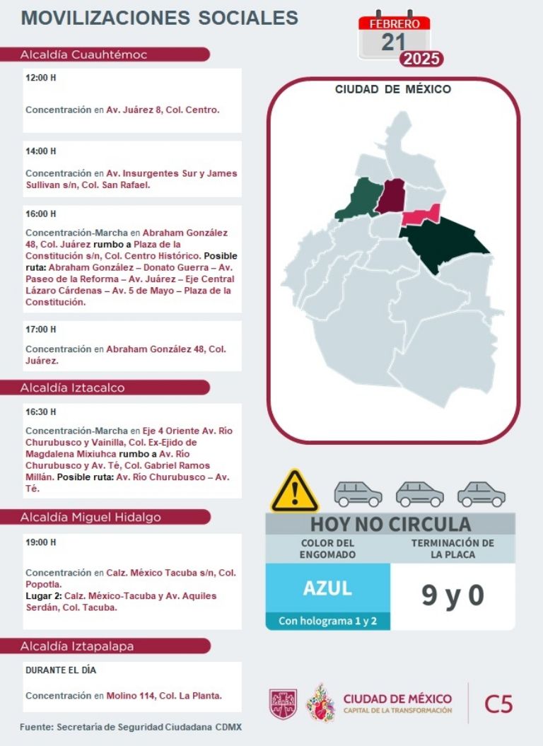 Tráfico en CDMX hoy 21 de febrero