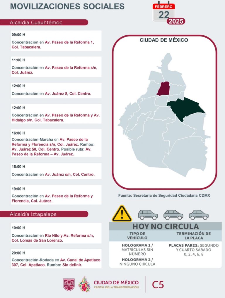Tráfico en CDMX hoy 22 de febrero
