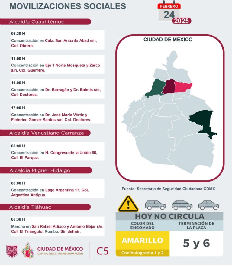 Tráfico en CDMX hoy 24 de febrero