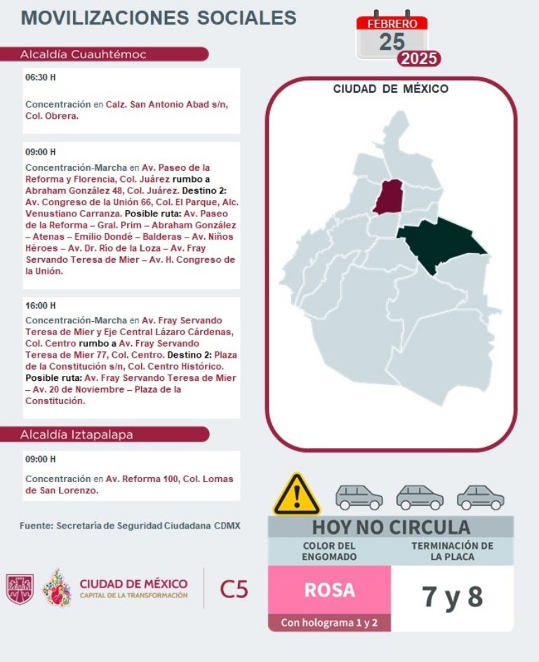 Tráfico en CDMX hoy 25 de febrero