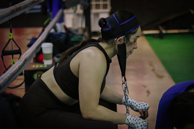 Yolanda Vega entrenando