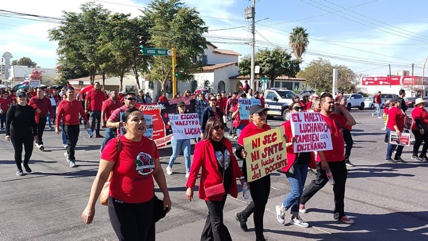 Ciudad Obregón: Maestros del SNTE demuestran 'músculo' contra la reforma al Issste