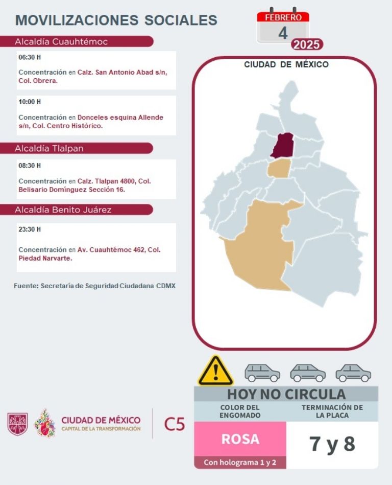 Tráfico en CDMX hoy 4 de febrero