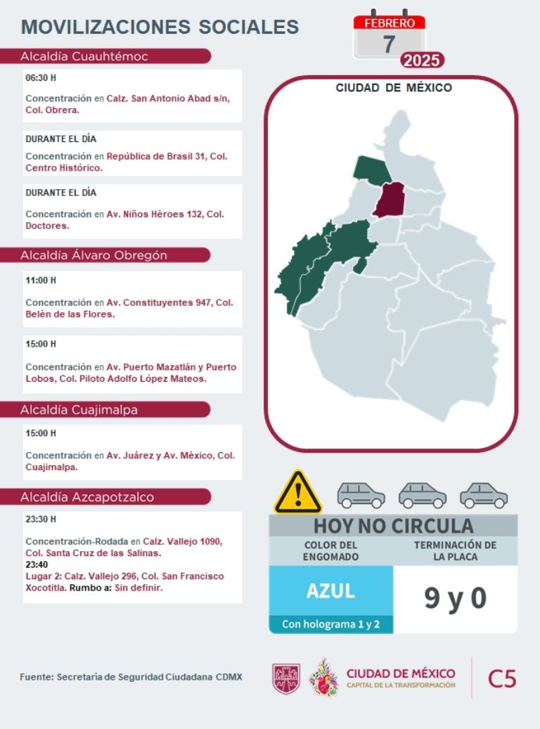 Tráfico en CDMX hoy 7 de febrero