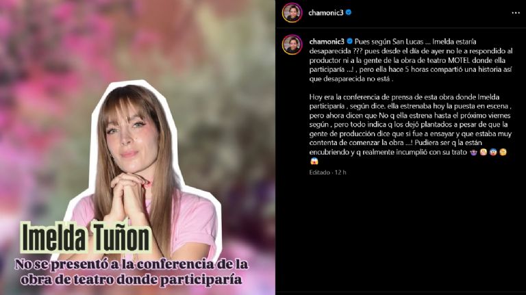 Imelda Tuñón no va a la presentación de Motel