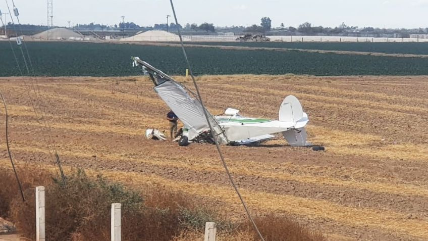Se desploma avioneta cerca de San Luis Río Colorado; se enredó con cables eléctricos