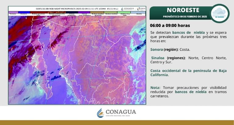 Clima en Sonora para HOY domingo 9 de febrero 2025. Foto: Conagua