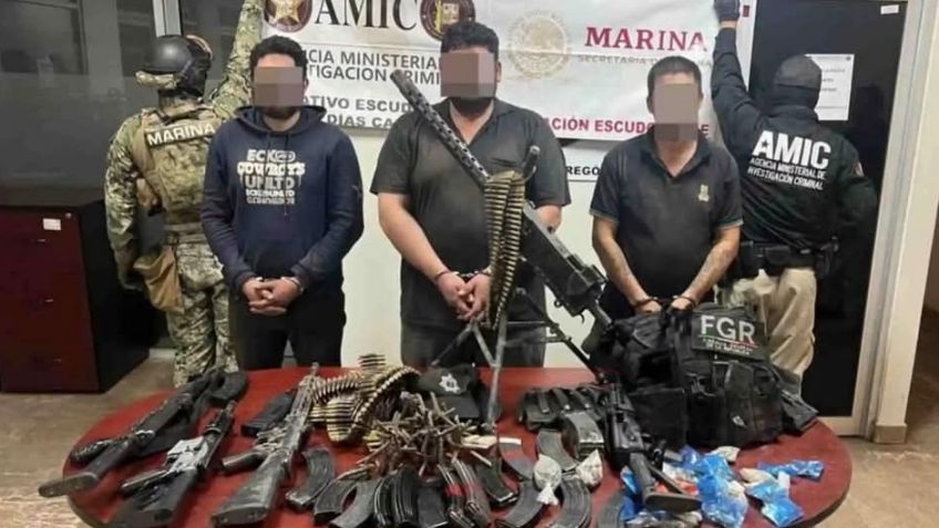 Golpe al narco en Sonora: AMIC y Semar arrestan a tres hombres y decomisan arsenal en Bácum