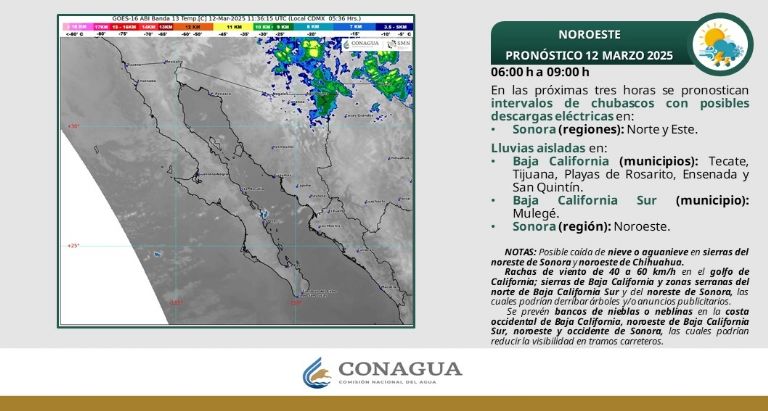 Clima en Sonora para HOY miércoles 12 de marzo. Foto: Conagua