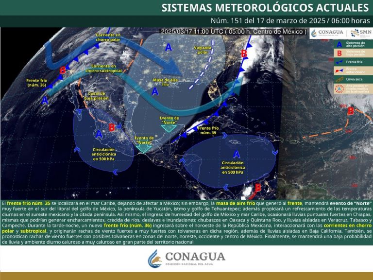 Clima en México para HOY lunes 17 de marzo de 2025. Foto: Conagua