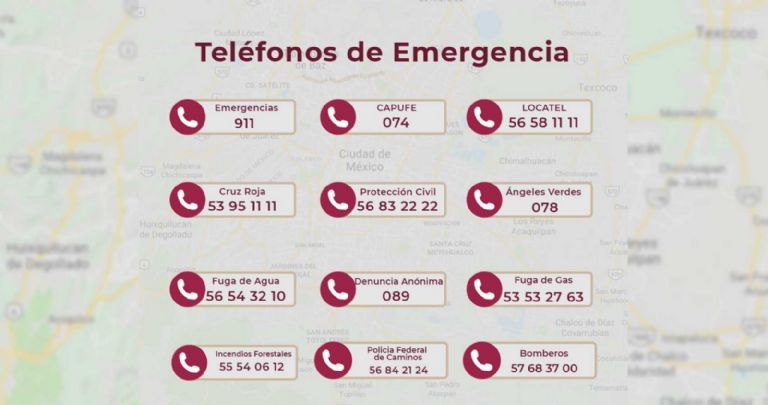 Números de emergencia en caso de sufrir algún accidente 