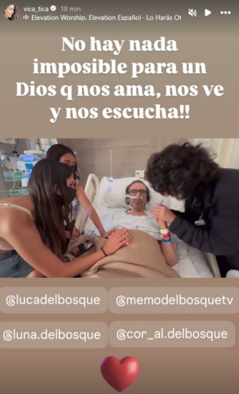 Vica Andrade publicó foto de Memo del Bosque en el hospital