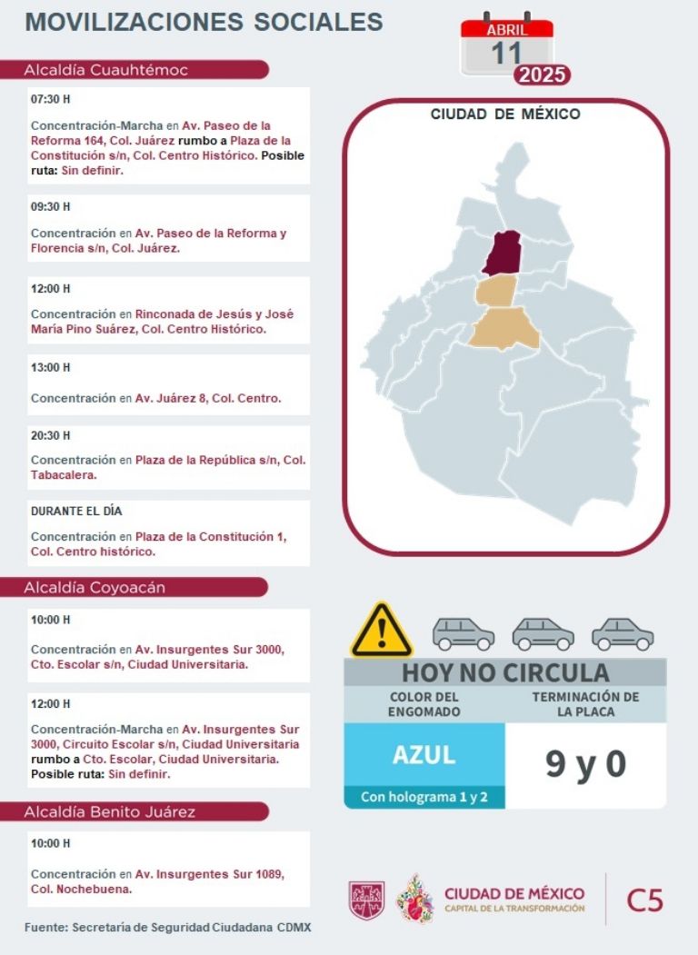 Tráfico en CDMX hoy viernes 11 abril