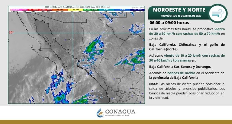 Clima en Sonora de HOY martes 15 de abril. Foto: Conagua