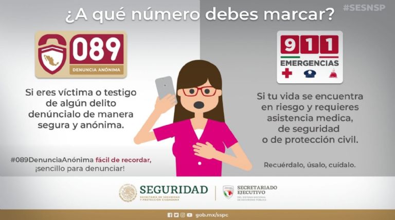 Denuncia al 089 y en casos de emergencia llama al 911