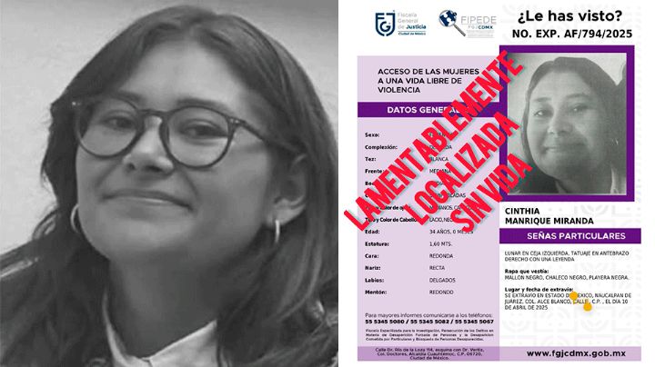 CDMX: Joven estudiante de la UNAM que desapareció en Naucalpan fue encontrada sin vida