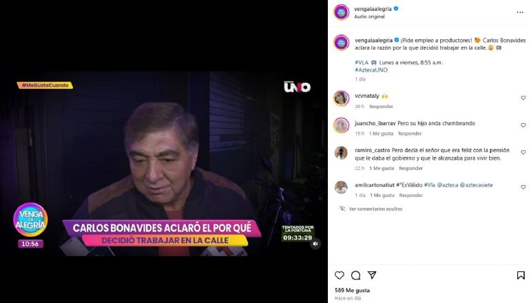 Carlos Bonavides pidió trabajo a los productores
