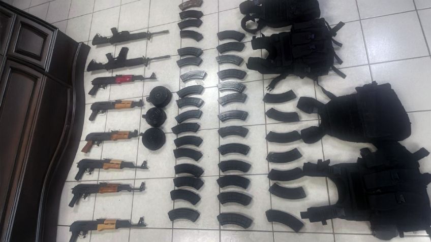 Estatales incautan armas largas, cartuchos y equipo táctico en San Luis Río Colorado