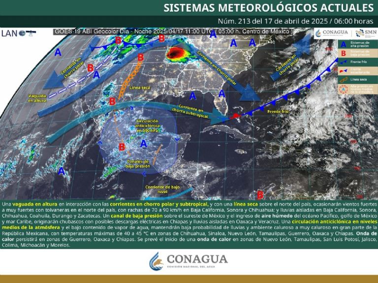 Clima en México para HOY jueves 17 de abril de 2025. Foto: Conagua
