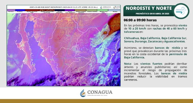 Clima en Sonora para HOY domingo 20 de abril. Foto: CONAGUA