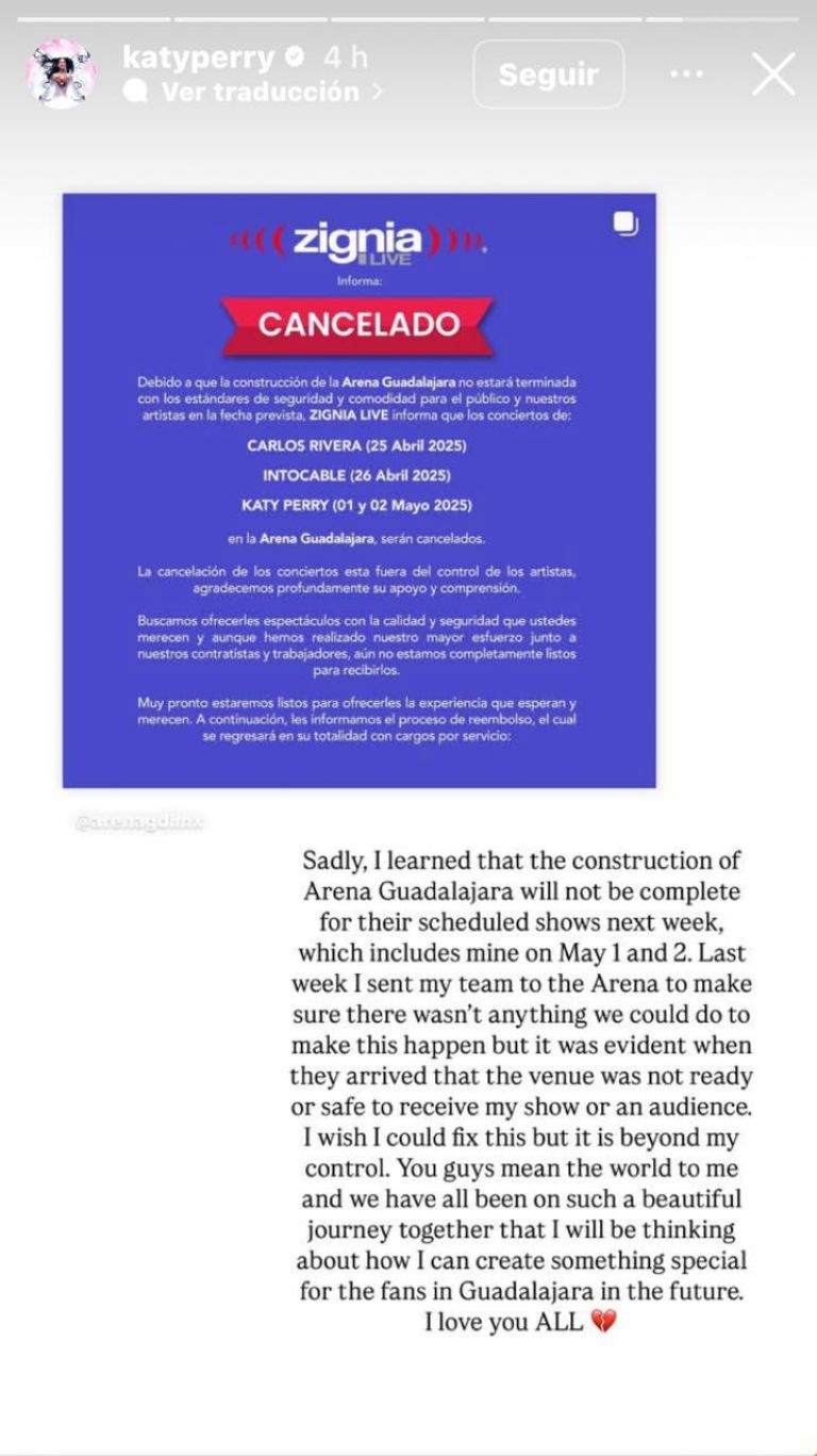 Katy Perry se pronunció a través de su Instagram 