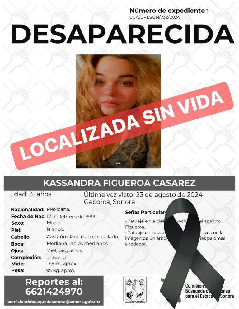 Hallan sin vida a joven desaparecida en Caborca. Foto: Facebook
