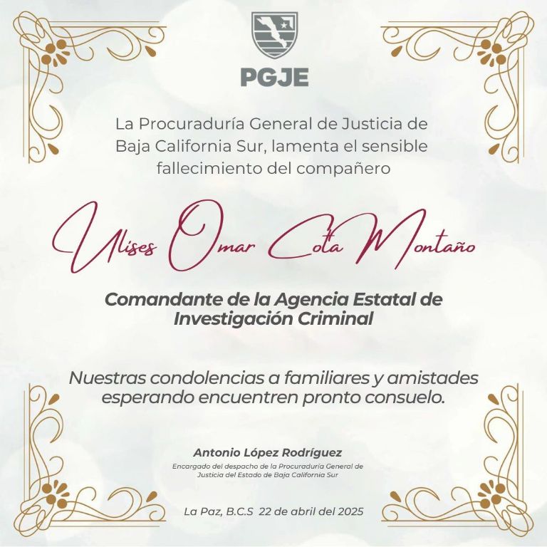 Asesinan al comandante de Investigación Criminal Ulises Cota en La Paz