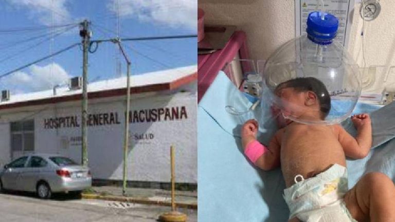 Personal médico usa garrafón para oxigenar a neonato en Tabasco; funcionarios suspendidos