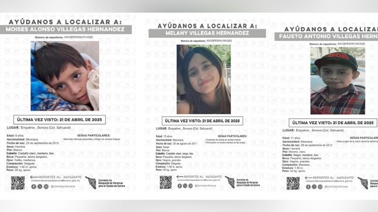 Localizan con vida a hermanos desaparecidos en Empalme