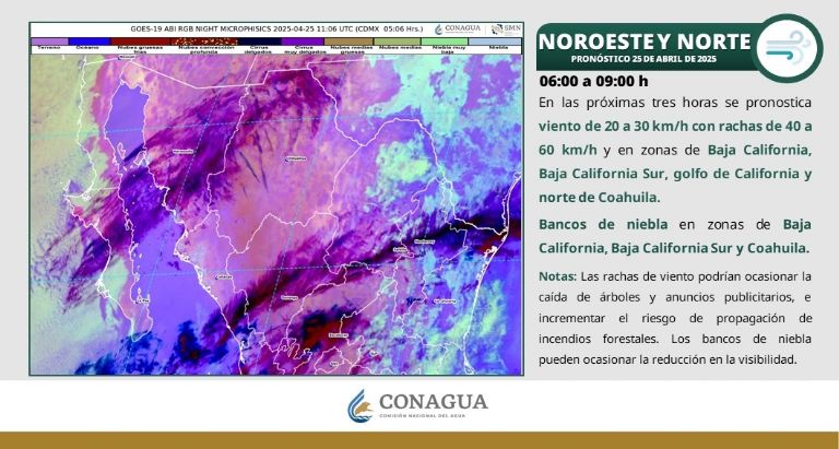 Clima en Sonora para HOY viernes 25 de abril. Foto: CONAGUA