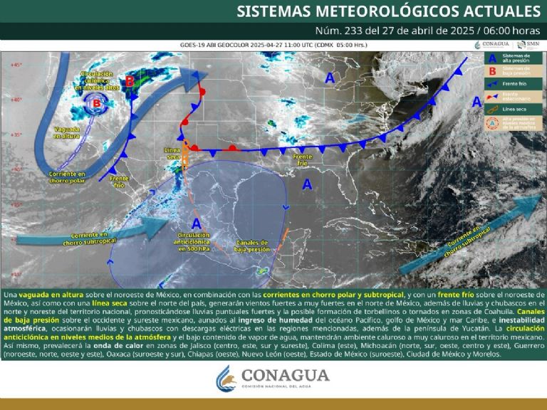 Clima en México para HOY, domingo 27 de abril. Foto: CONAGUA