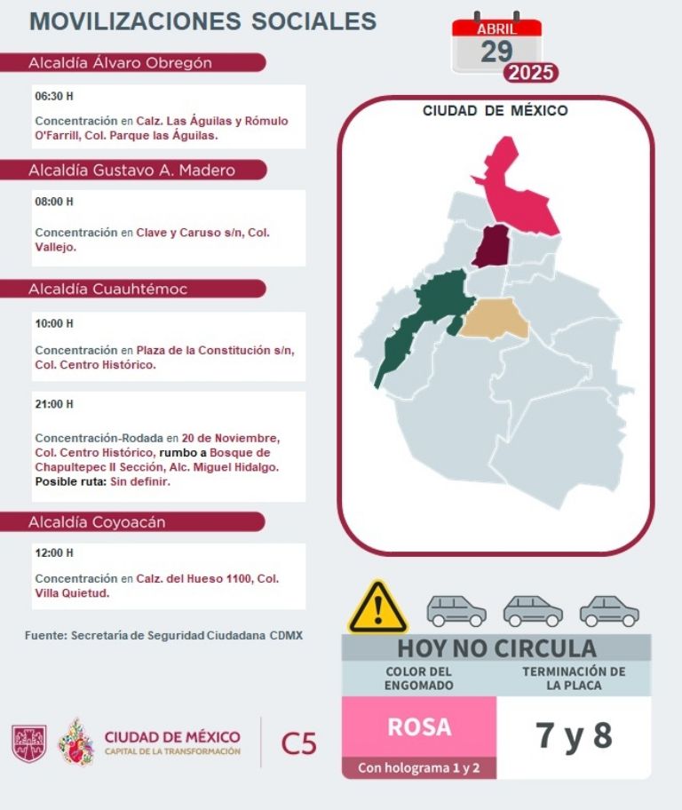 Tráfico en CDMX hoy martes 29 abril 