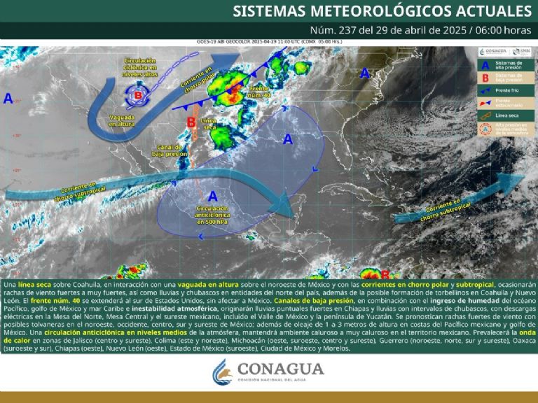 Clima en México para HOY martes 29 de abril. Foto: CONAGUA