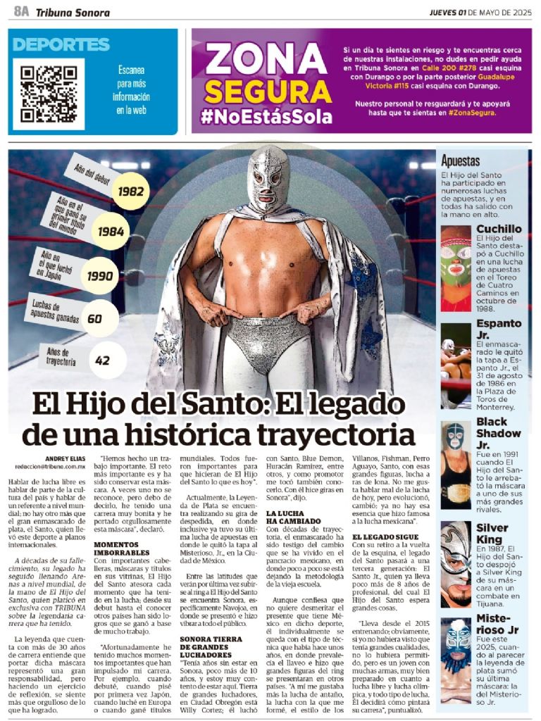 En entrevista exclusiva con Tribuna, el Hijo del Santo habla sobre el gran legado que ha dejado en sus más de 30 años como luchador profesional