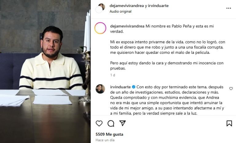 Exesposo de Andrea Otaolaurruchi la acusa de ser parte del crimen organizado