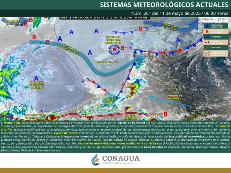 Clima en México para HOY domingo 11 de mayo. Foto: Conagua