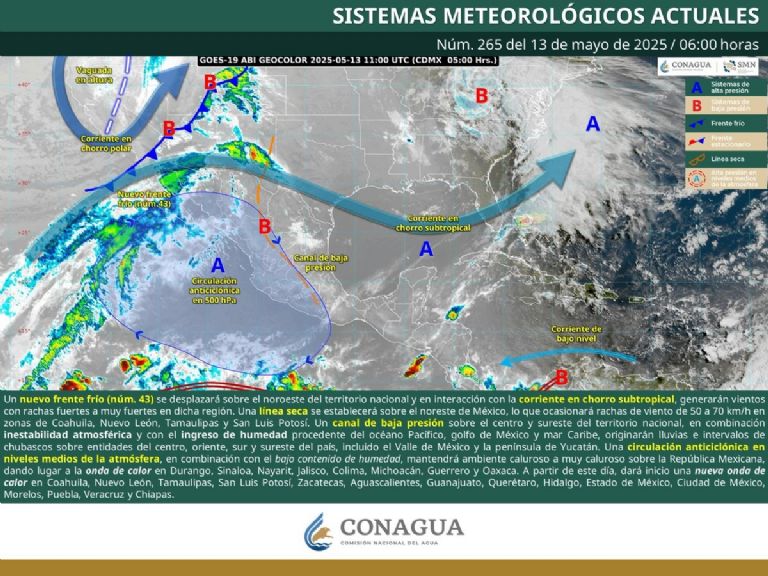 Clima en México para HOY martes 13 de mayo. Foto: Conagua