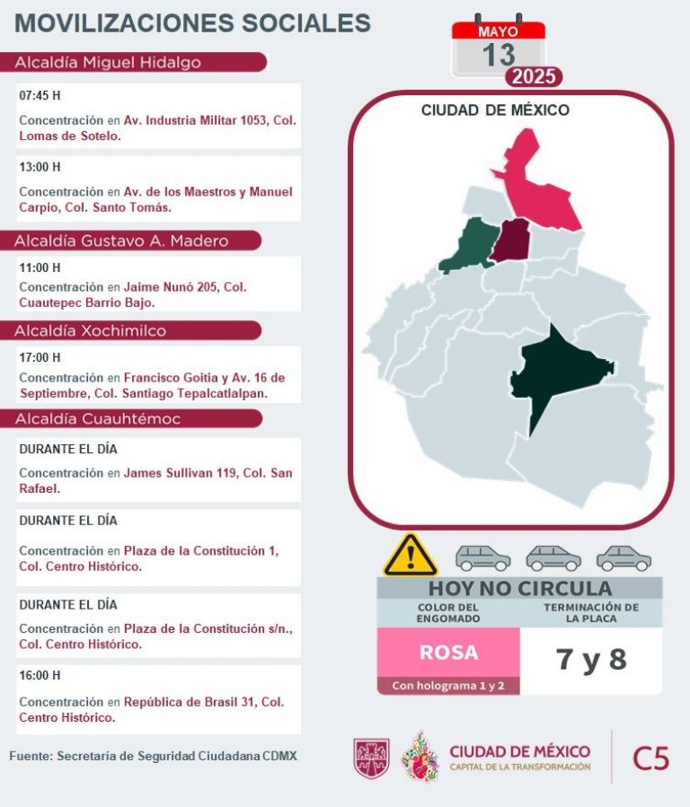 Tráfico en CDMX hoy martes 13 de mayo