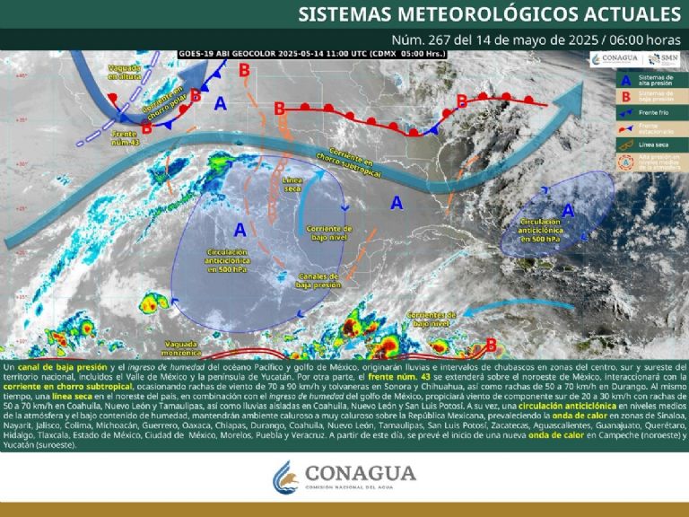 Clima en México para HOY miércoles 14 de mayo. Foto: Conagua