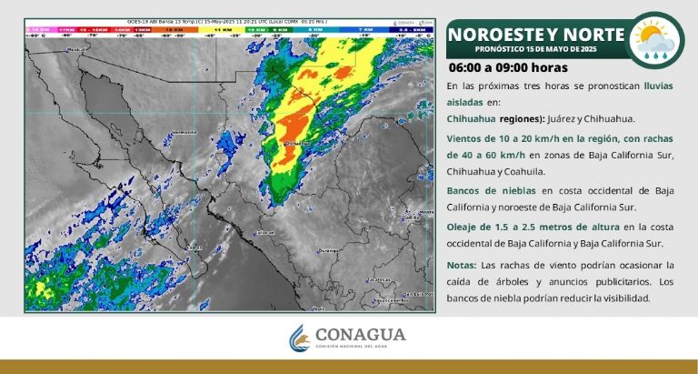 Clima en Sonora para este jueves 15 de mayo. Foto: Conagua