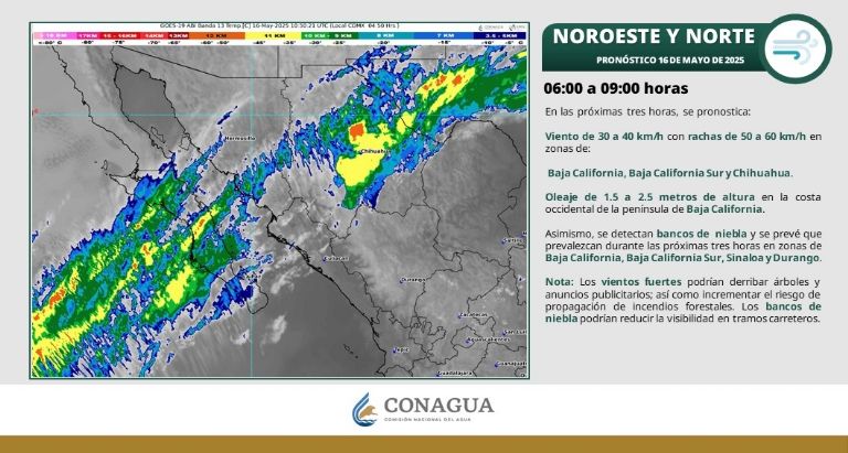 Clima en Sonora de HOY viernes 16 de mayo de 2025. Foto: Conagua