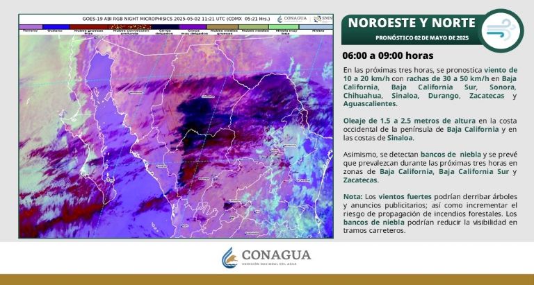 Clima en Sonora para HOY viernes 2 de mayo. Foto: CONAGUA