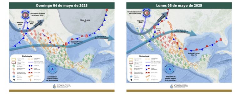 Clima en México para este domingo 4 y lunes 5 de mayo. Foto: CONAGUA